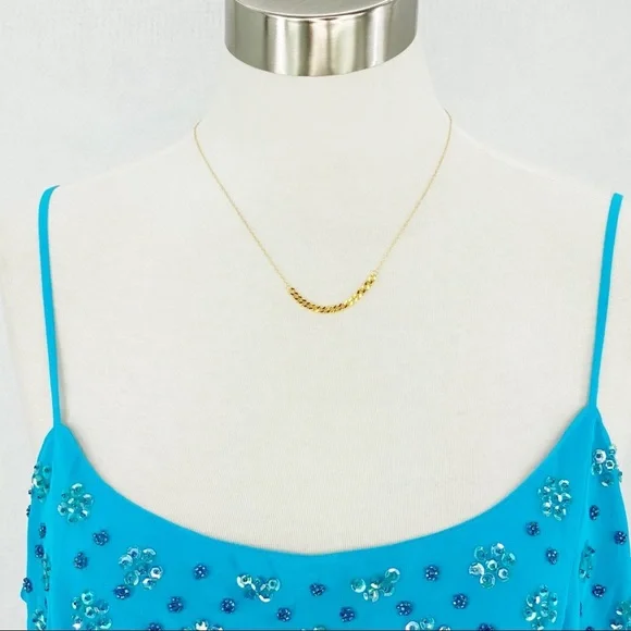 Delicate Links Chain Detail Center 18k Gold-Plated S925 Necklace 15" - Picture 2 of 5